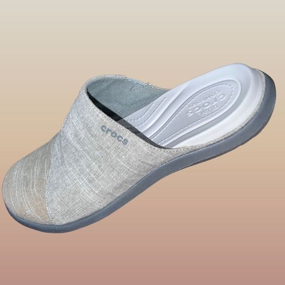 Crocs Women's Capri Gray/Khaki Mule Clog Size 9 - Picture 1 of 6